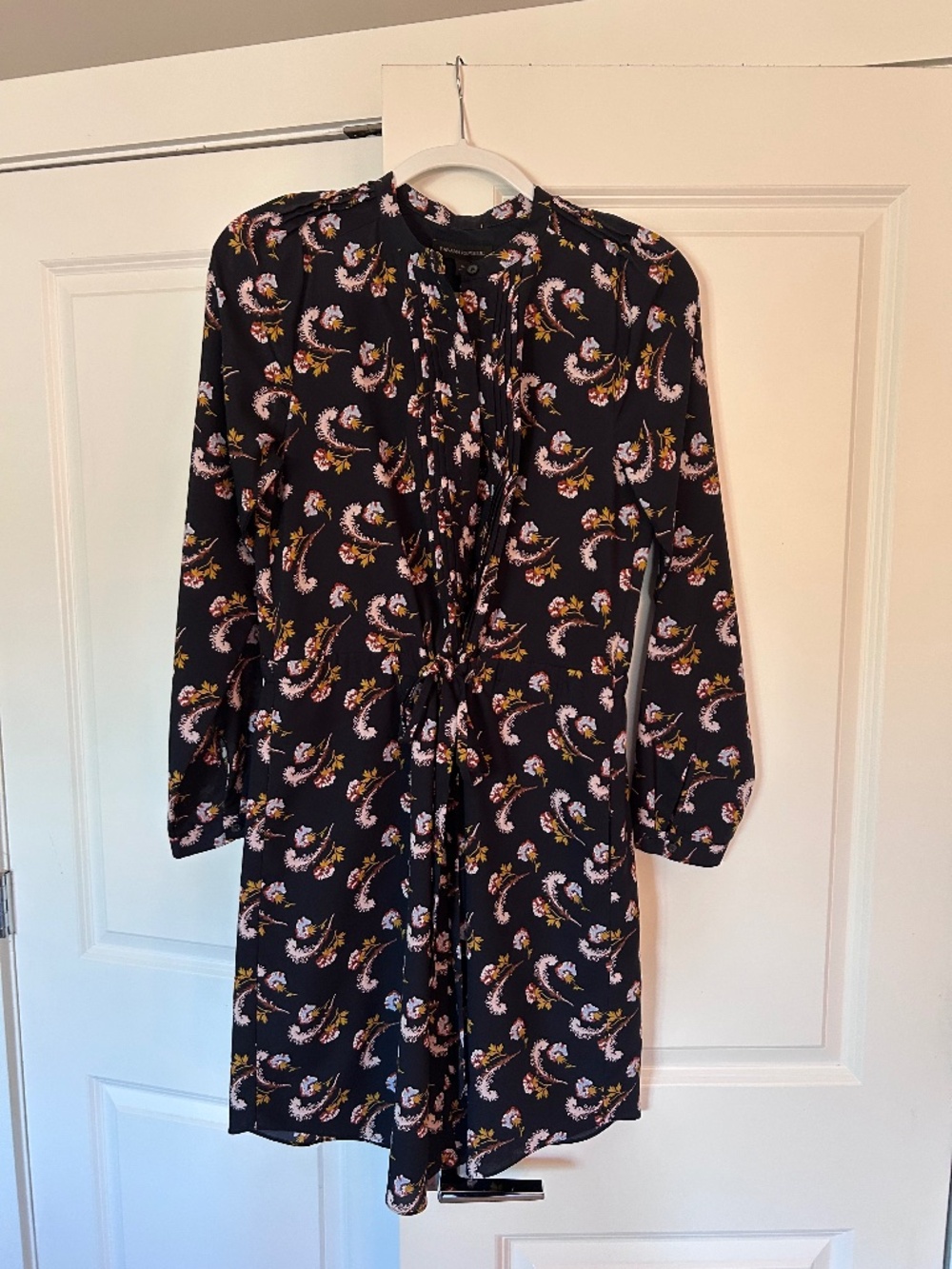 Banana Republic Navy Floral Print Shift Dress Sz S